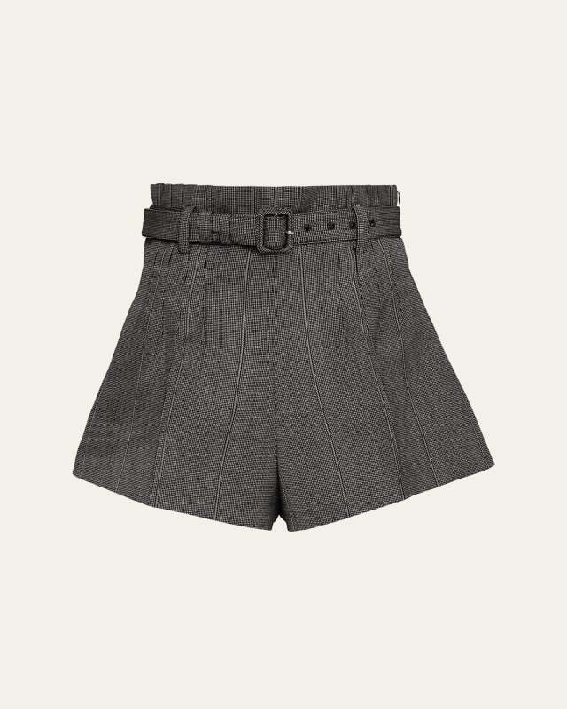 Pinstripe Wool Shorts with Belt